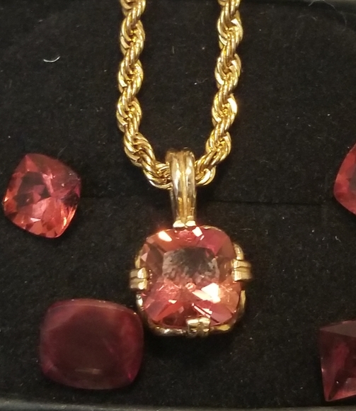 Easter Sale Vintage custom made 14k andesine sunstone  charm chain - Picture 15 of 16